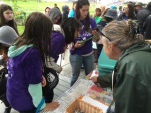 Maureen Sullivan sharing info with booth visitors